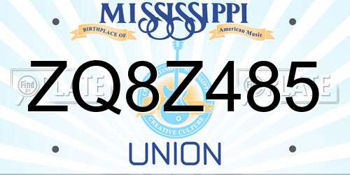 ZQ8Z485 Mississippi License Plate