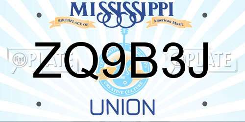 ZQ9B3J Mississippi License Plate