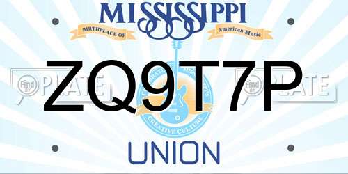 ZQ9T7P Mississippi License Plate