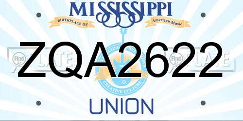 ZQA2622 Mississippi License Plate