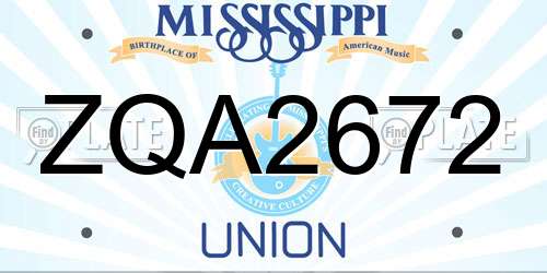 ZQA2672 Mississippi License Plate