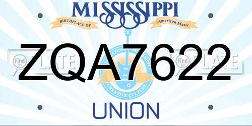 ZQA7622 Mississippi License Plate