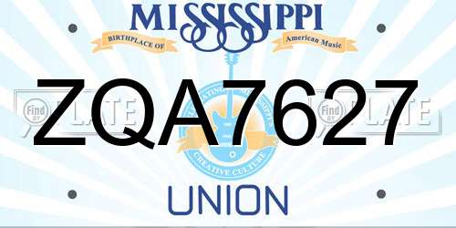 ZQA7627 Mississippi License Plate