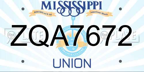 ZQA7672 Mississippi License Plate