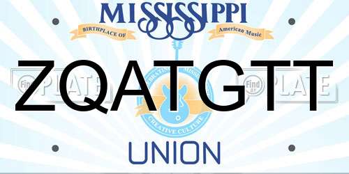 ZQATGTT Mississippi License Plate