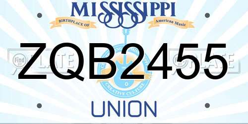 ZQB2455 Mississippi License Plate