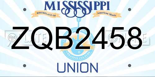 ZQB2458 Mississippi License Plate