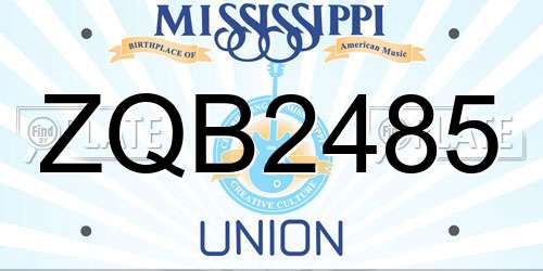 ZQB2485 Mississippi License Plate