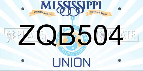 ZQB504 Mississippi License Plate