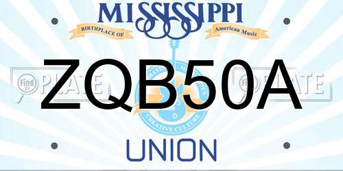 ZQB50A Mississippi License Plate