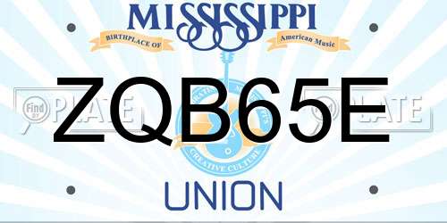 ZQB65E Mississippi License Plate