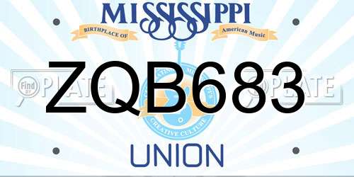 ZQB683 Mississippi License Plate