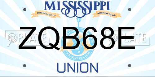 ZQB68E Mississippi License Plate