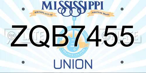 ZQB7455 Mississippi License Plate