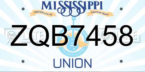 ZQB7458 Mississippi License Plate