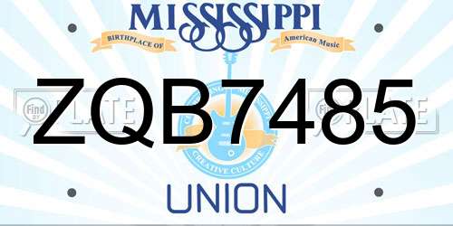 ZQB7485 Mississippi License Plate