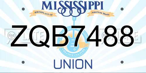 ZQB7488 Mississippi License Plate