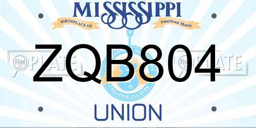 ZQB804 Mississippi License Plate