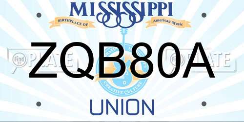 ZQB80A Mississippi License Plate