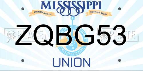 ZQBG53 Mississippi License Plate