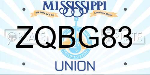 ZQBG83 Mississippi License Plate