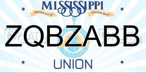 ZQBZABB Mississippi License Plate