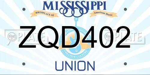 ZQD402 Mississippi License Plate