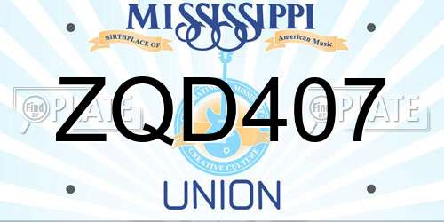 ZQD407 Mississippi License Plate