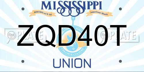 ZQD40T Mississippi License Plate