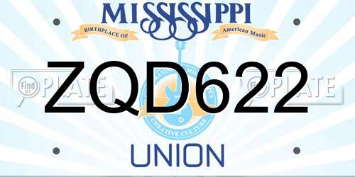 ZQD622 Mississippi License Plate