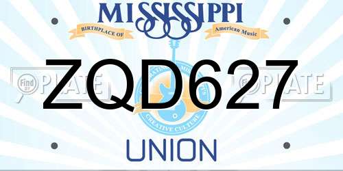 ZQD627 Mississippi License Plate