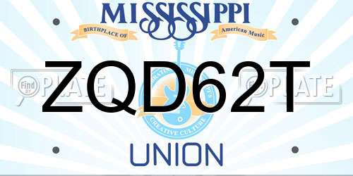 ZQD62T Mississippi License Plate