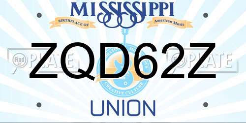 ZQD62Z Mississippi License Plate