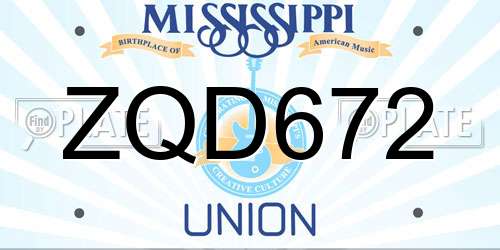 ZQD672 Mississippi License Plate