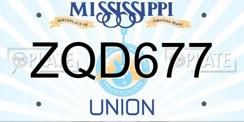 ZQD677 Mississippi License Plate