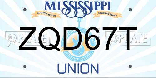 ZQD67T Mississippi License Plate