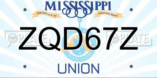 ZQD67Z Mississippi License Plate