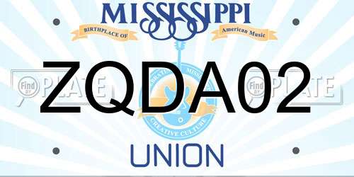 ZQDA02 Mississippi License Plate