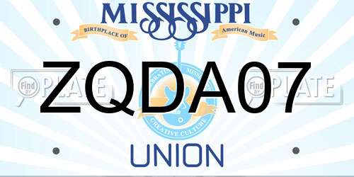 ZQDA07 Mississippi License Plate