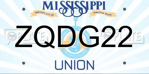 ZQDG22 Mississippi License Plate