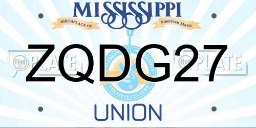 ZQDG27 Mississippi License Plate