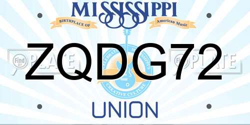 ZQDG72 Mississippi License Plate