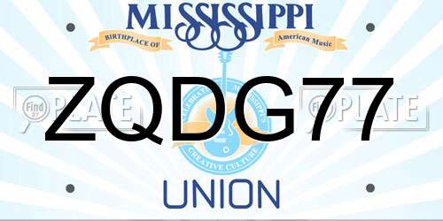 ZQDG77 Mississippi License Plate