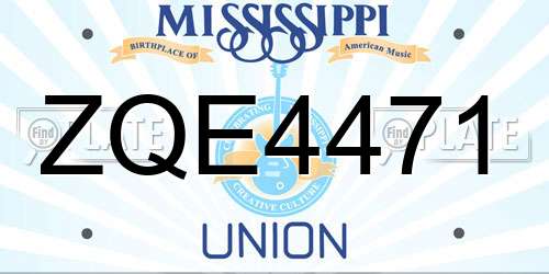 ZQE4471 Mississippi License Plate