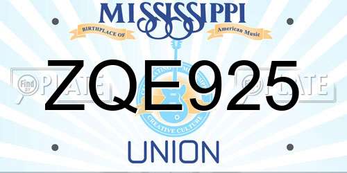 ZQE925 Mississippi License Plate