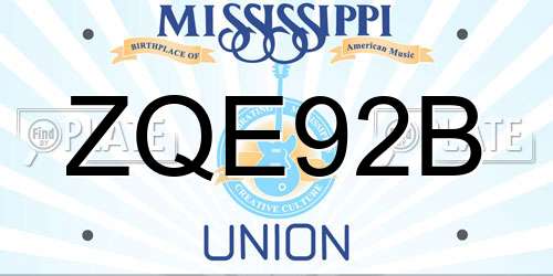 ZQE92B Mississippi License Plate