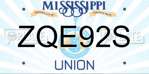 ZQE92S Mississippi License Plate