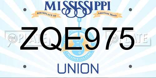 ZQE975 Mississippi License Plate