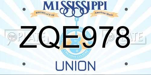 ZQE978 Mississippi License Plate