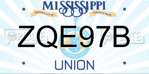 ZQE97B Mississippi License Plate